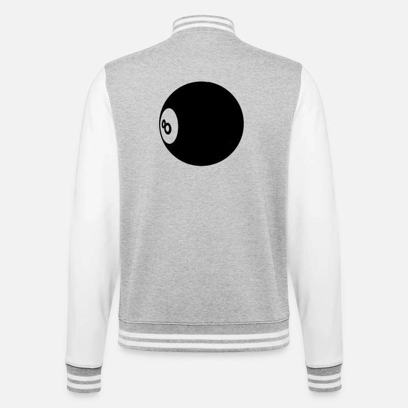 Billardkugel Nummer 8 Pool - Illustration - College-Sweatjacke - Grau meliert/Weiß