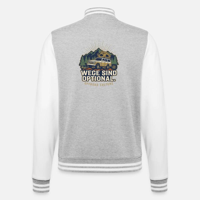 Offroad Spruch - Wege Sind Optional Retro - College-Sweatjacke - Grau meliert/Weiß