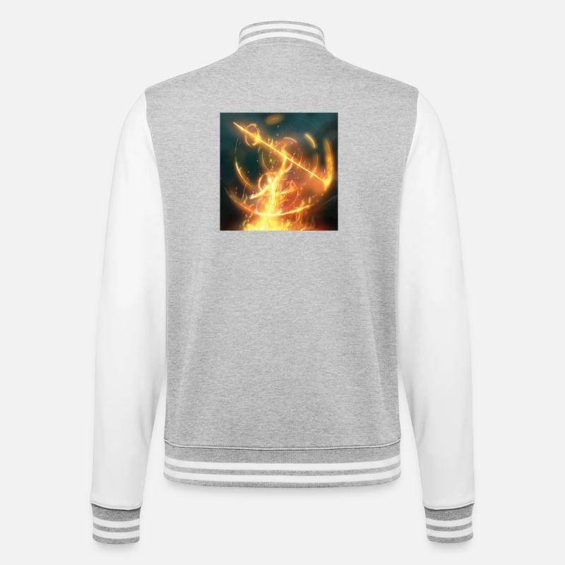 Fire Spear - College-Sweatjacke - Grau meliert/Weiß