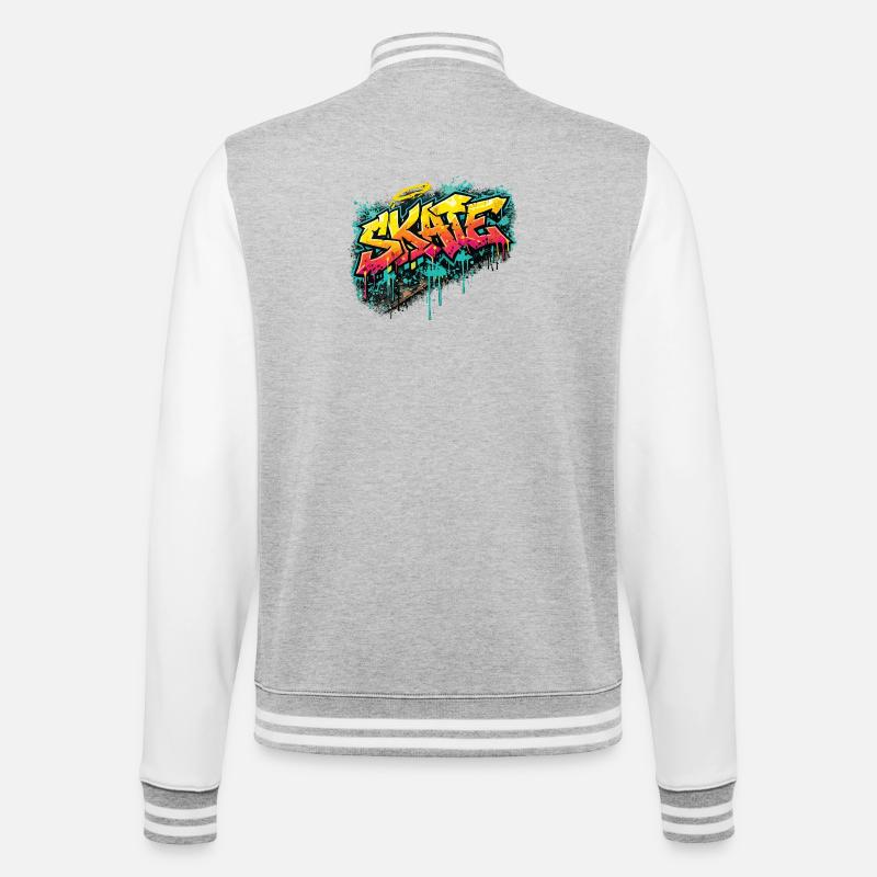 Skate Graffiti Explosion - College-Sweatjacke - Grau meliert/Weiß