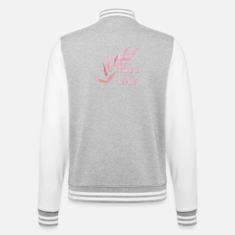 Spring is feeling - College-Sweatjacke - Grau meliert/Weiß