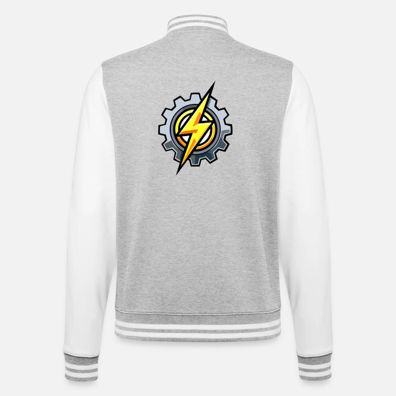 Zahnrad Blitz – Elektrotechnik & Mechanik - College-Sweatjacke - Grau meliert/Weiß