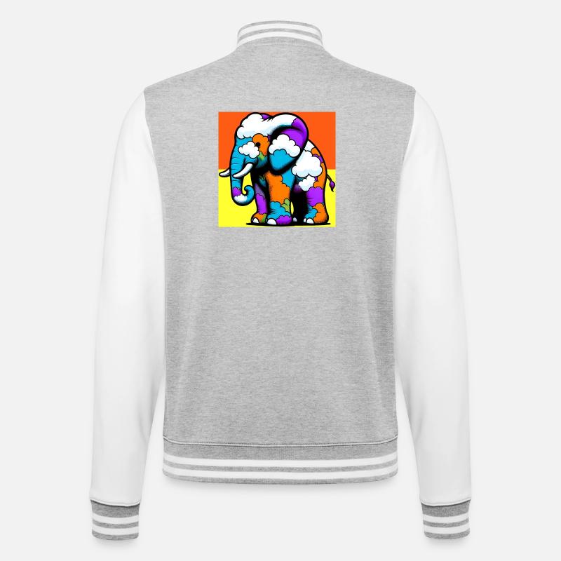 Elephant with Cloud and Clouds - College Sweat Jacket - heather grey/white