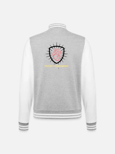 Protect Energy Heart Shield - College Sweat Jacket - heather grey/white