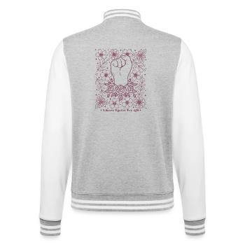 Antifaschistisches Liberté Égalité Fuck AfD Frauen - College-Sweatjacke - Grau meliert/Weiß - Hinten - Marisol (170cm)
