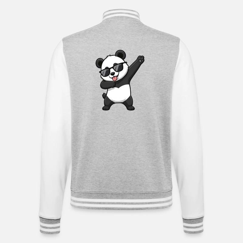 Dabbing Panda - College Sweat Jacket - heather grey/white
