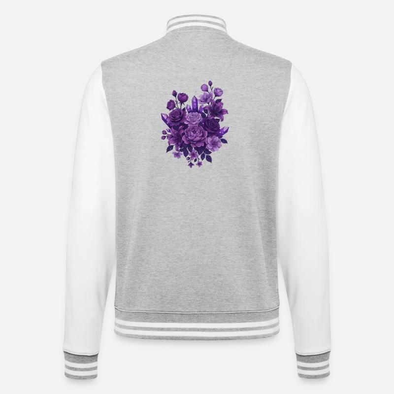 Bouquet de cristaux violets - Veste Teddy - gris chiné / blanc