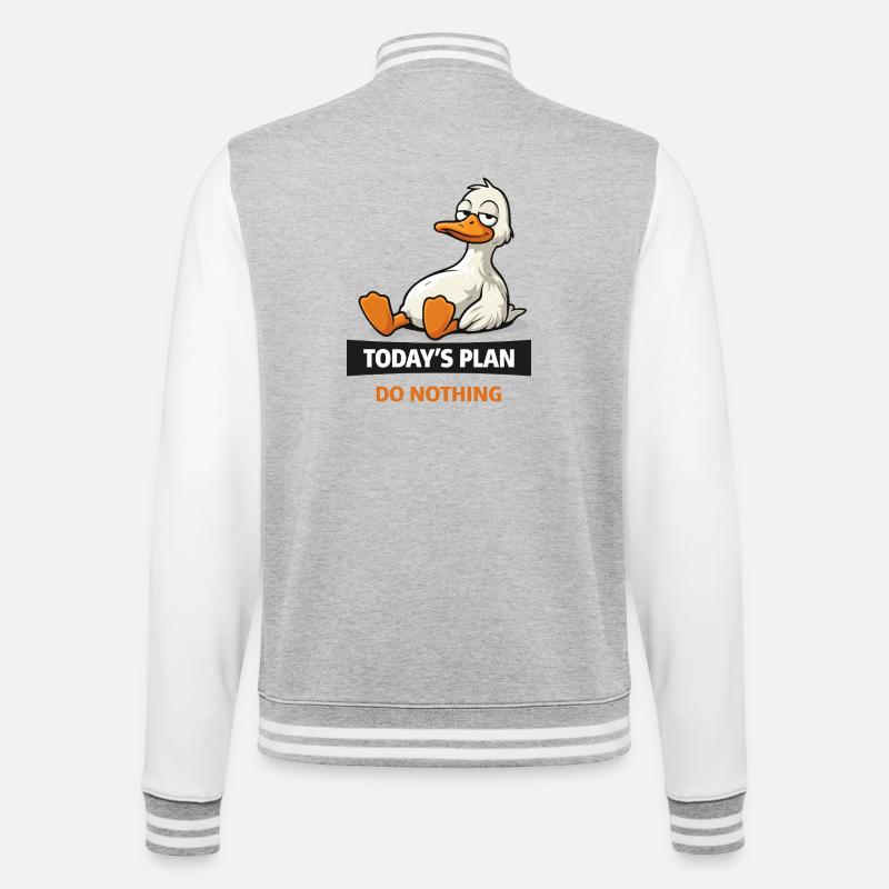 Dagens plan: Gör Ingenting Ducka - Collegesweatjacka - gråmelerad/vit