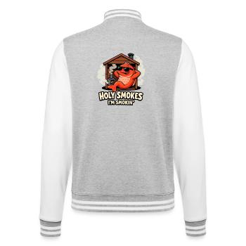 Bon sang, je fume une blague sur le saumon fumé - Veste Teddy - gris chiné / blanc - Dos - Marisol (170cm)