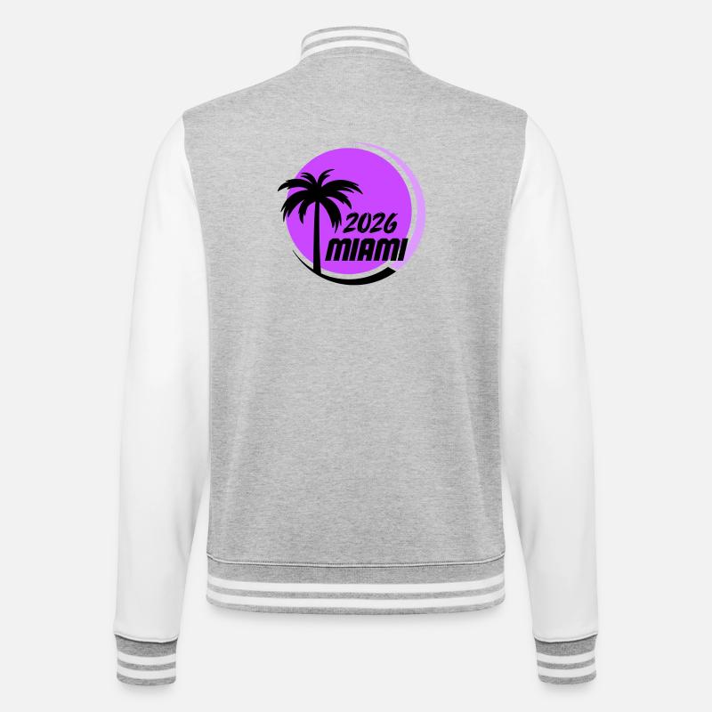 Miami Palm Trees Neon Logo - College Sweat Jacket - heather grey/white