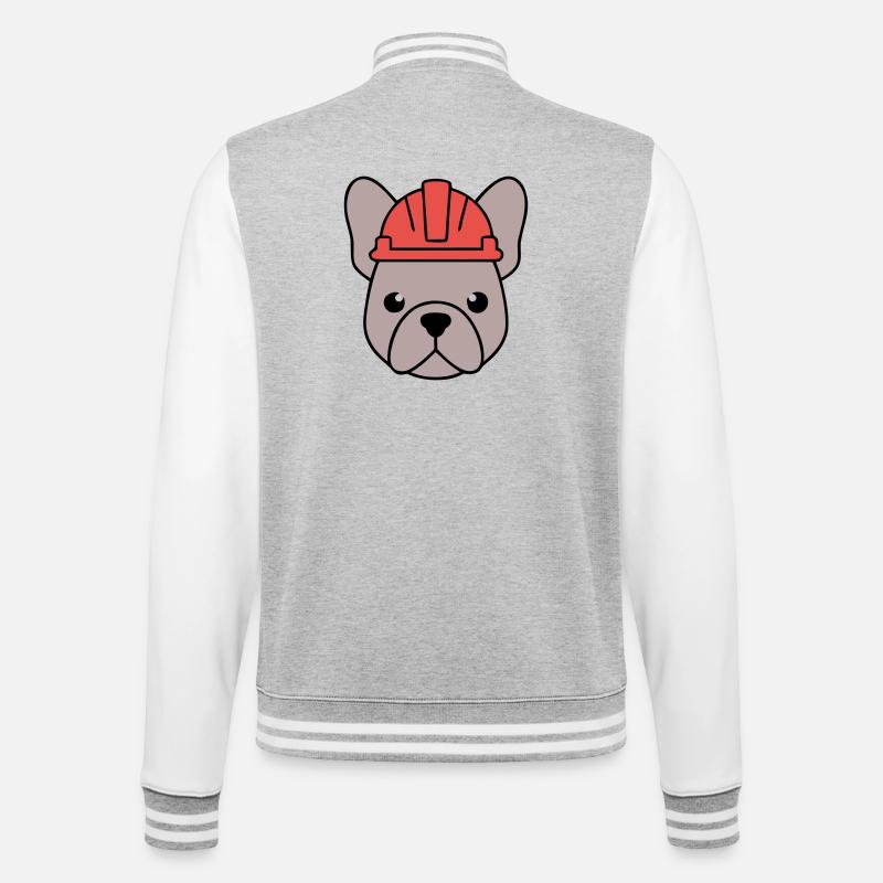 Frenchie Bauarbeiter Helm Kopf - College-Sweatjacke - Grau meliert/Weiß