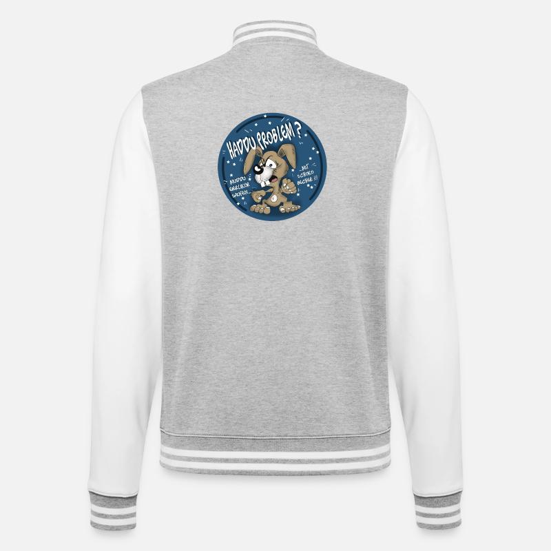 Hasen-Comic Haddu Problem? - College-Sweatjacke - Grau meliert/Weiß