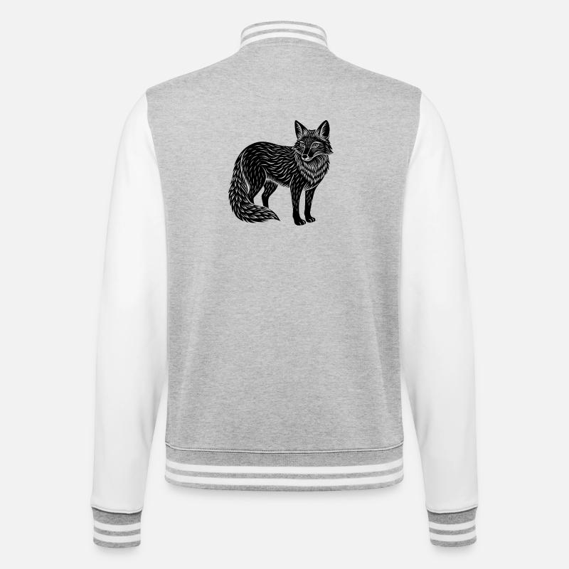Fox - College Sweat Jacket - heather grey/white