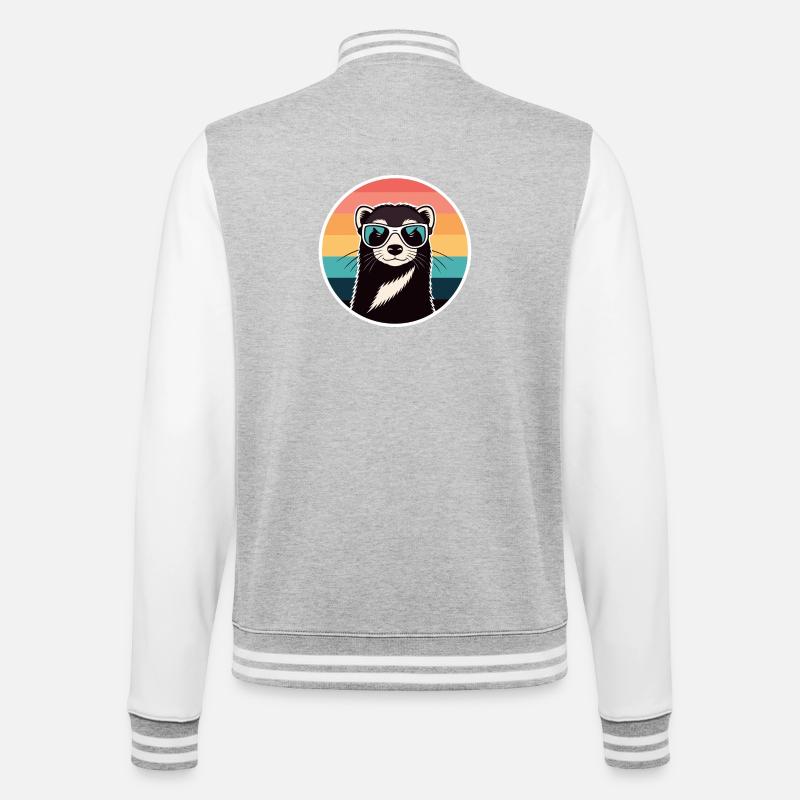 Retro-Otter-Regenbogenbrille - College-Sweatjacke - Grau meliert/Weiß