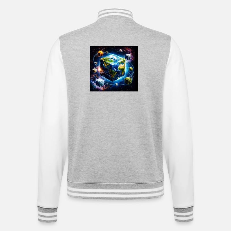 Cube terrestre dans l’espace - Veste Teddy - gris chiné / blanc