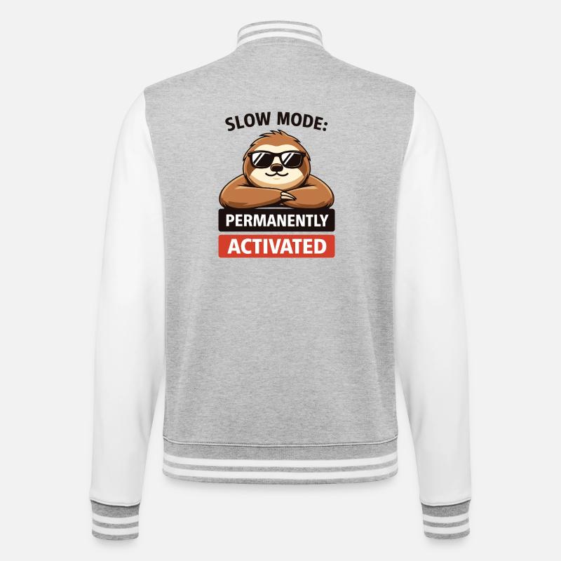Slow Mode Sloth Permanently Activated - College Sweat Jacket - heather grey/white