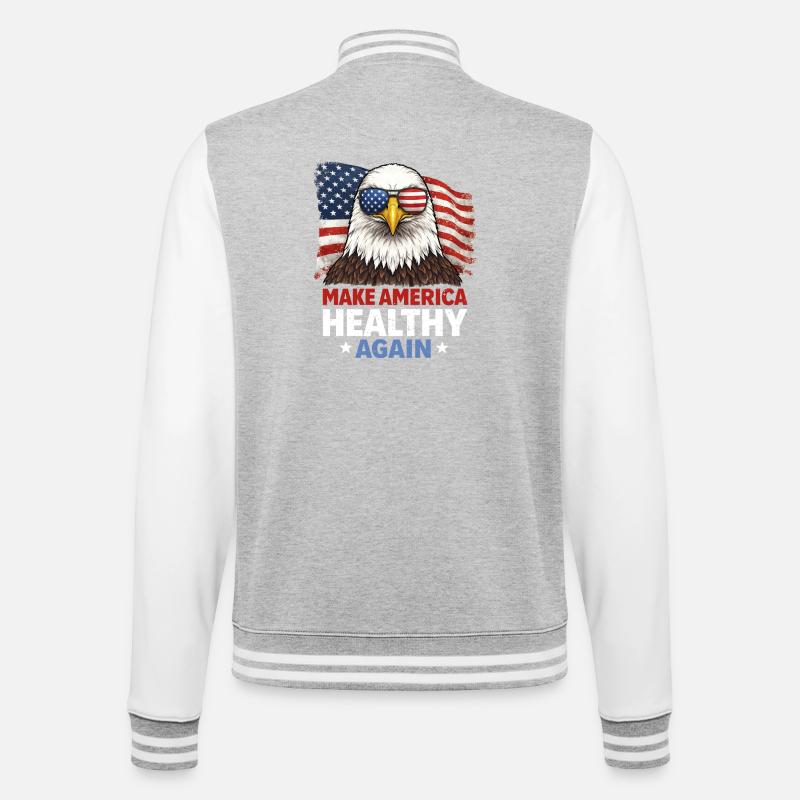 Makes America Healthy Again - College Sweat Jacket - heather grey/white
