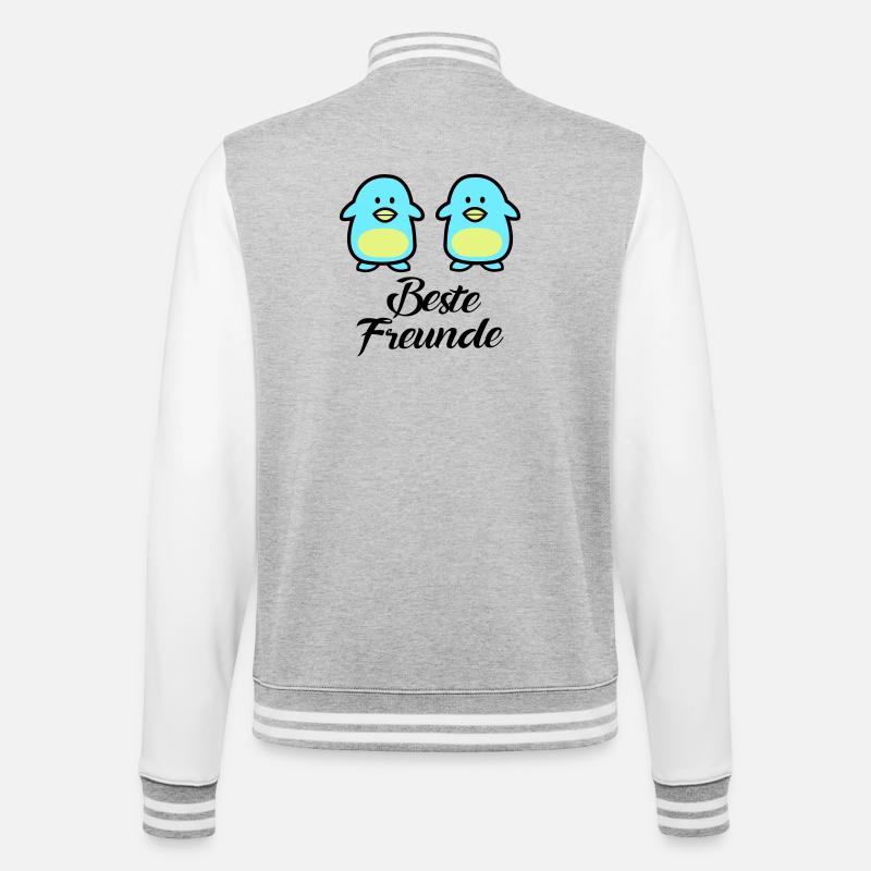 Pinguine Beste Freunde - College-Sweatjacke - Grau meliert/Weiß