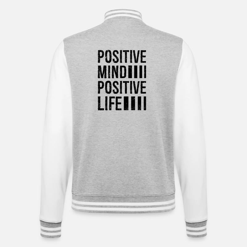 Positiver Geist positives Leben - College-Sweatjacke - Grau meliert/Weiß
