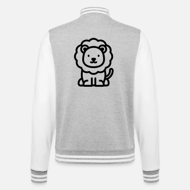 Löwe - College-Sweatjacke - Grau meliert/Weiß