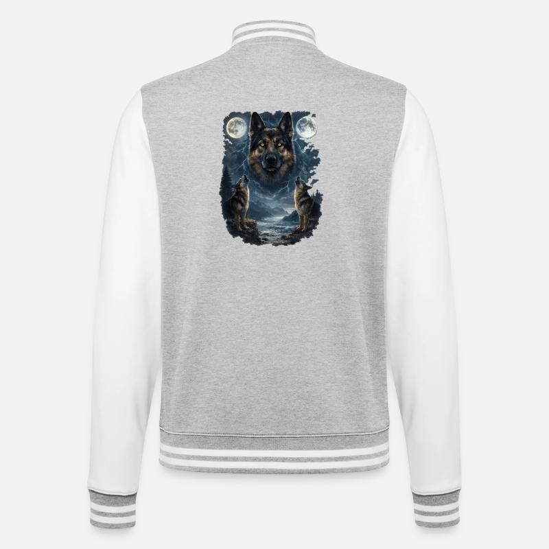 Zwei Monde German Sheperd - College-Sweatjacke - Grau meliert/Weiß