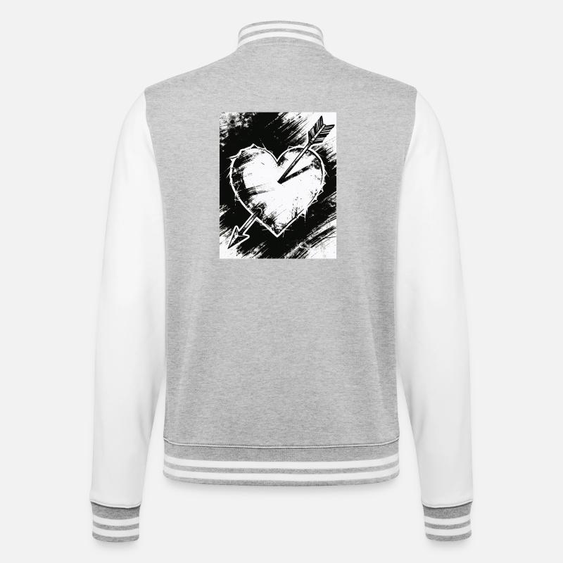 Cœur noir et blanc avec flèche - Veste Teddy - gris chiné / blanc