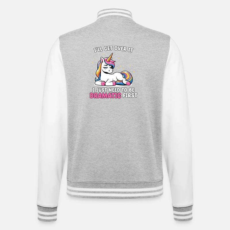 Dramatisch Erst: Einhorn Humor - College-Sweatjacke - Grau meliert/Weiß