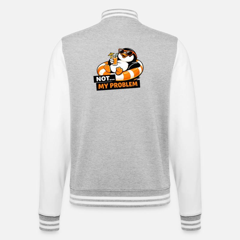 Nicht mein Problem, Penguin Chill - College-Sweatjacke - Grau meliert/Weiß