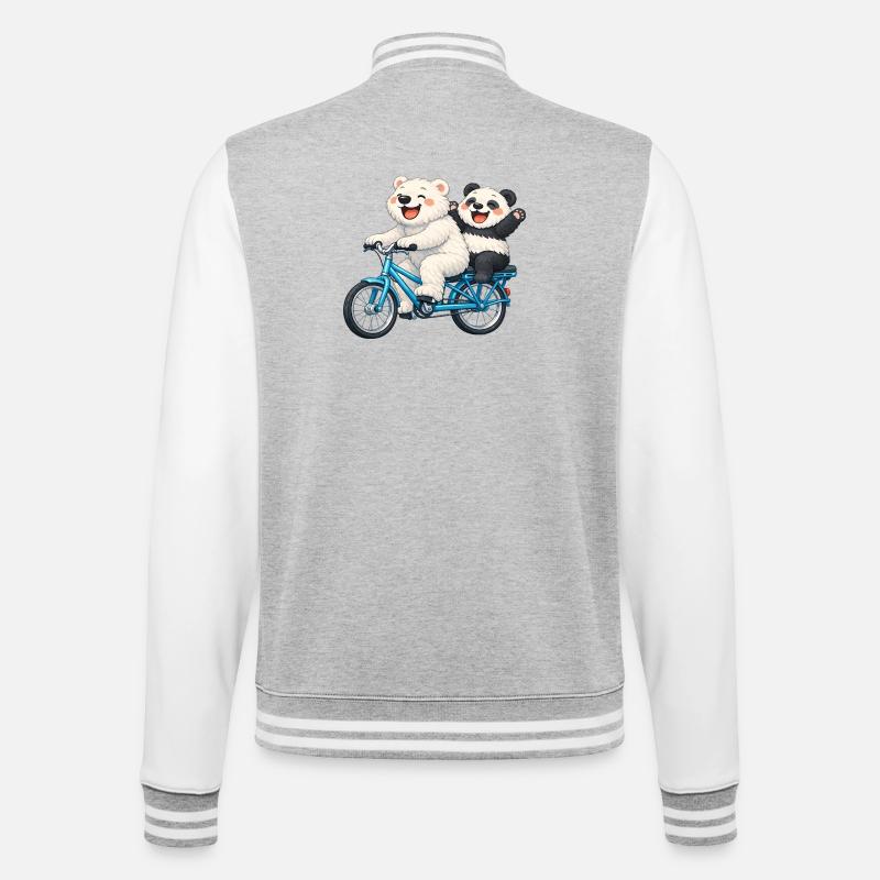 Two teddy bears on a bicycle - College Sweat Jacket - heather grey/white