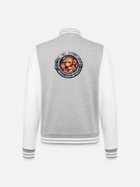 Baby monkey in metal hatch - College Sweat Jacket - heather grey/white