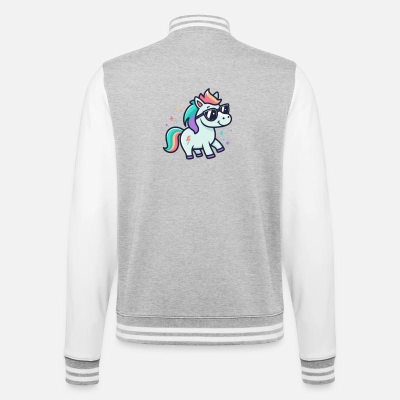Rainbow Unicorn Sunglasses - College Sweat Jacket - heather grey/white