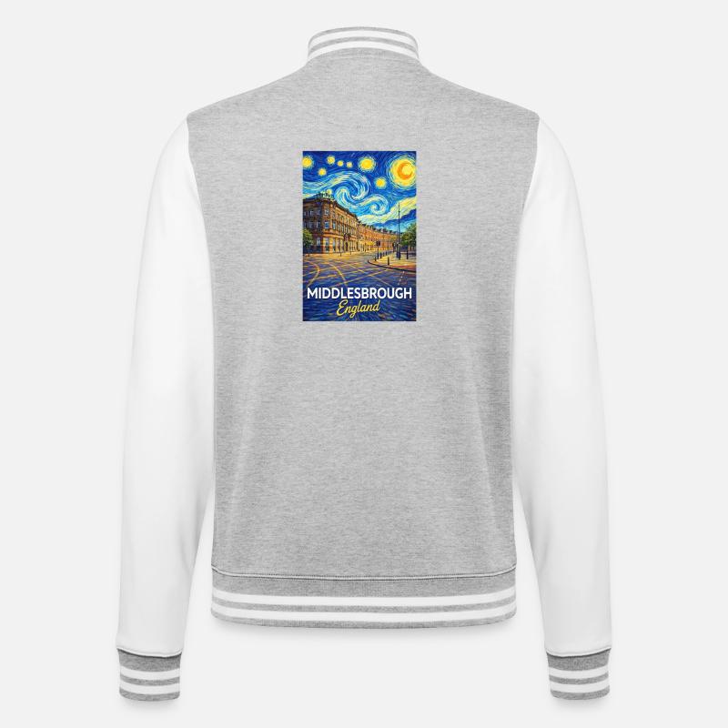 Middlesbrough, Angleterre, style étoile urbaine - Veste Teddy - gris chiné / blanc