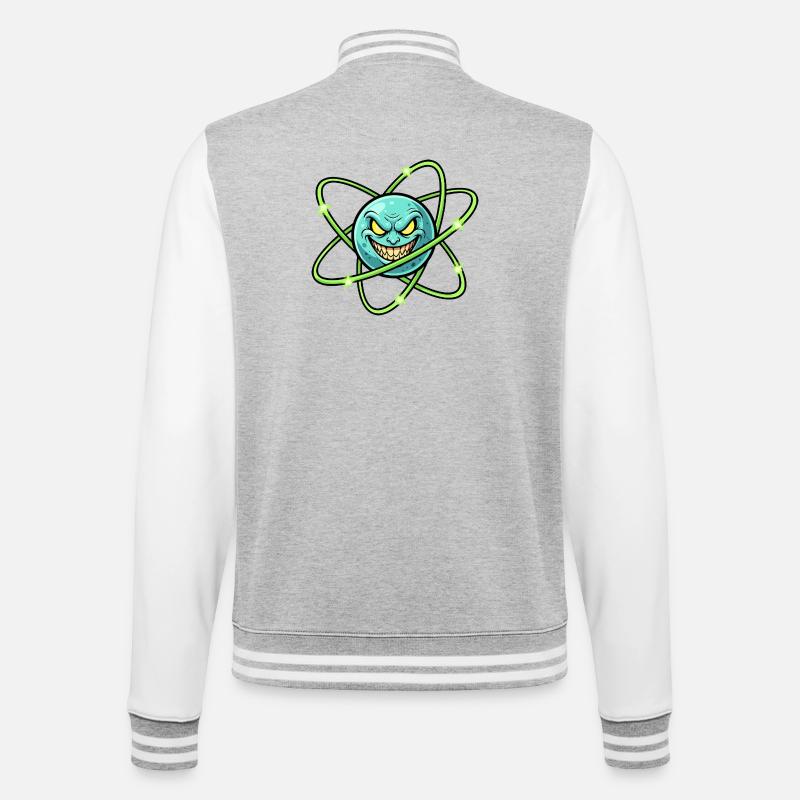 Grim Moon with Atomic Ring - College Sweat Jacket - heather grey/white