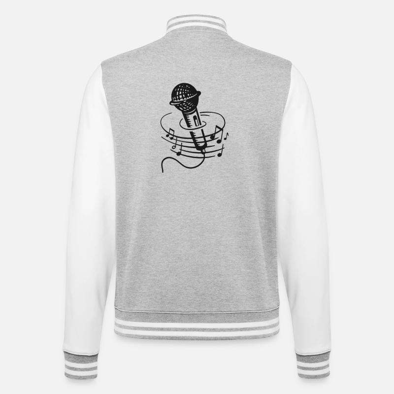 Singer Microphone Karaoke Musician Microphone Singing - College Sweat Jacket - heather grey/white