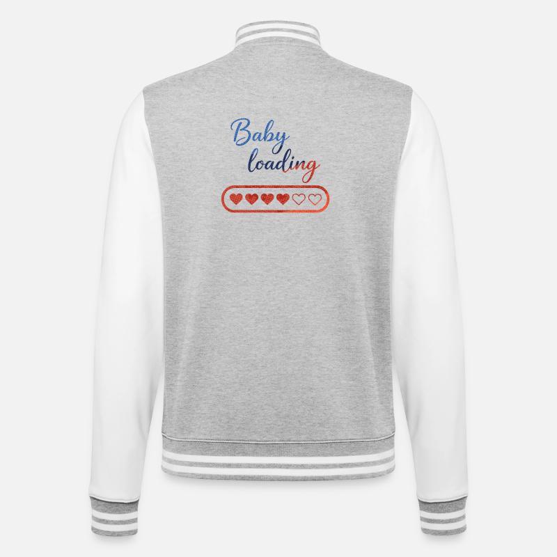 Baby Loading: Herz-Countdown - College-Sweatjacke - Grau meliert/Weiß