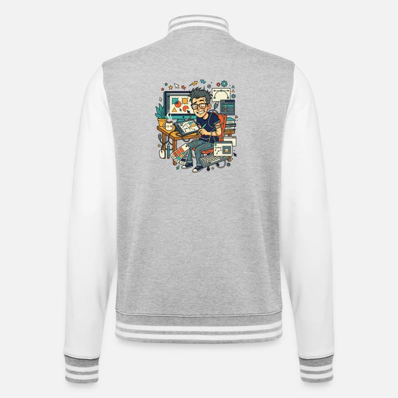 Chaos des workflows graphistes - Veste Teddy - gris chiné / blanc