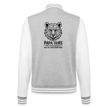 T-shirt PAPA_OURS : Un Cadeau Émotionnel pour Papa - Veste Teddy - gris chiné / blanc - Dos - Marisol (170cm)