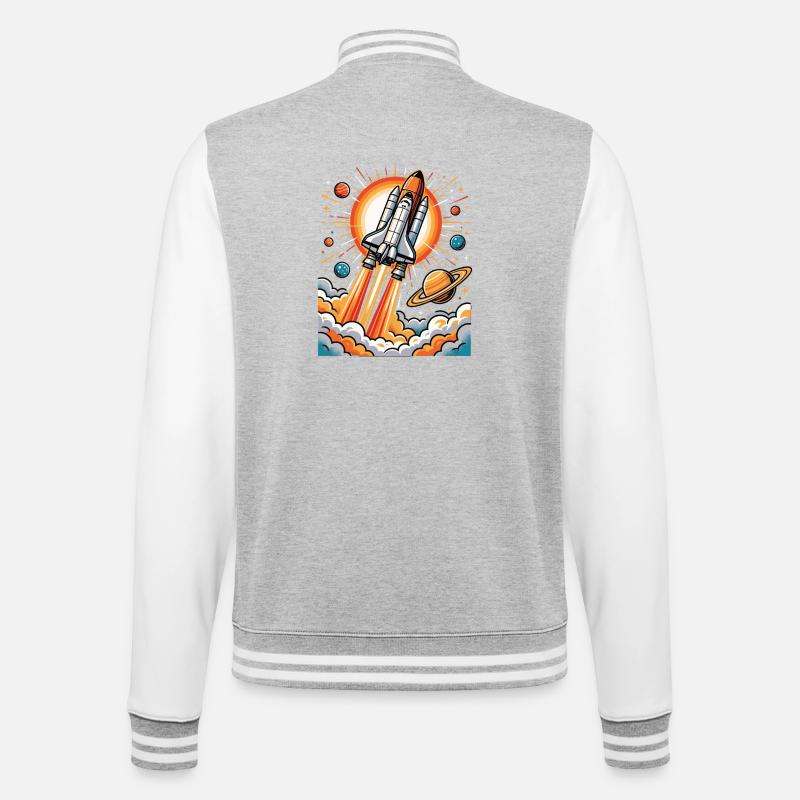Explosion de fusée dans l’espace - Veste Teddy - gris chiné / blanc