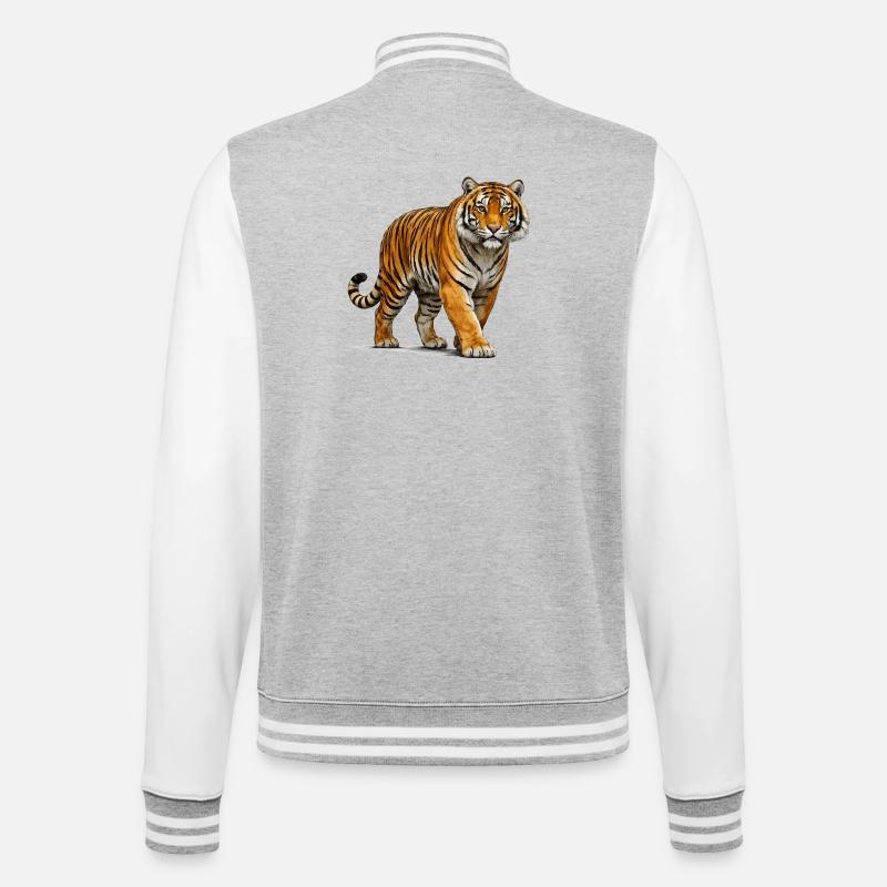 Wild Tiger Wildlife - College Sweat Jacket - heather grey/white