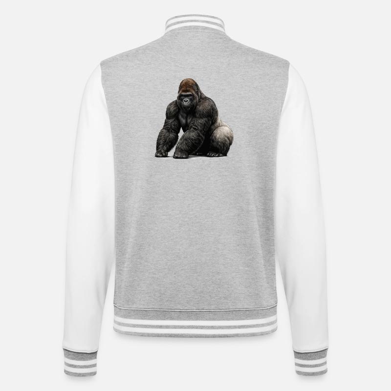 Gorilla Dyreliv Dyr - College-sweatjakke - gråmelert/hvit