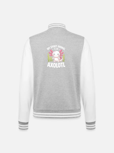 Axolotl Geisttier-Tee - College-Sweatjacke - Grau meliert/Weiß