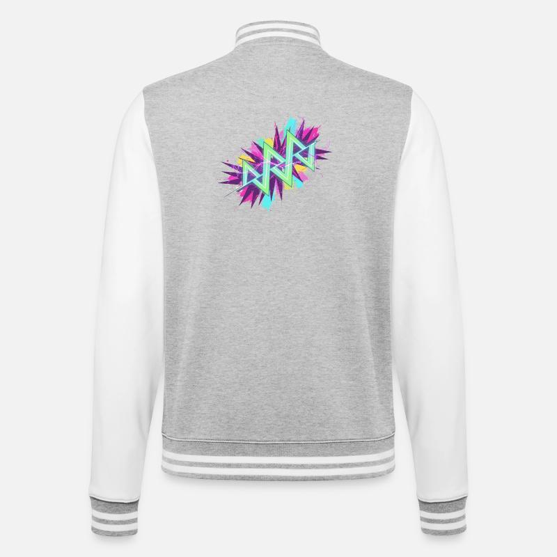 Neon Zickzack Graffiti - College-Sweatjacke - Grau meliert/Weiß