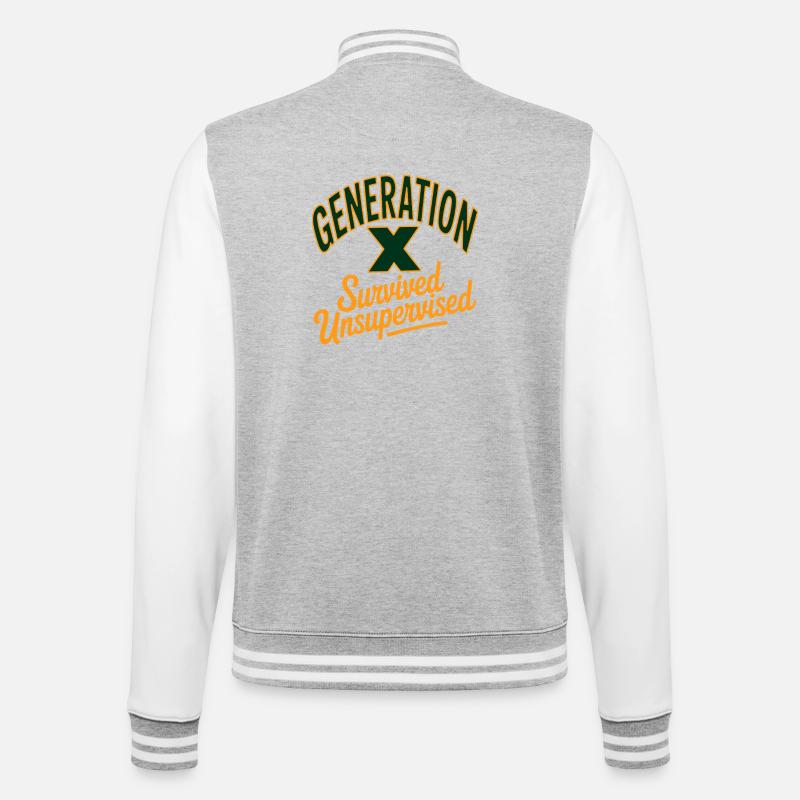 Generation X Survived Unsupervised - College-Sweatjacke - Grau meliert/Weiß