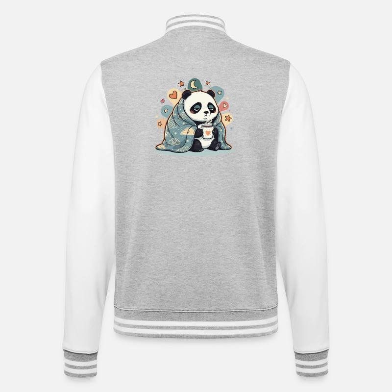 Cuddly panda under cloud cover - College Sweat Jacket - heather grey/white