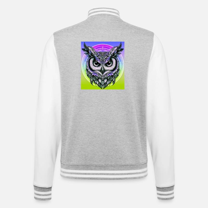 Eule - College-Sweatjacke - Grau meliert/Weiß