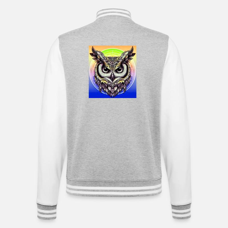 Eule - College-Sweatjacke - Grau meliert/Weiß