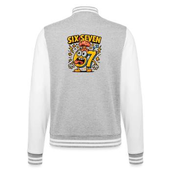 Six Seven 67 Italian Brainrot Nerd Humor Funny - College Sweat Jacket - heather grey/white - Back - Marisol (170cm)