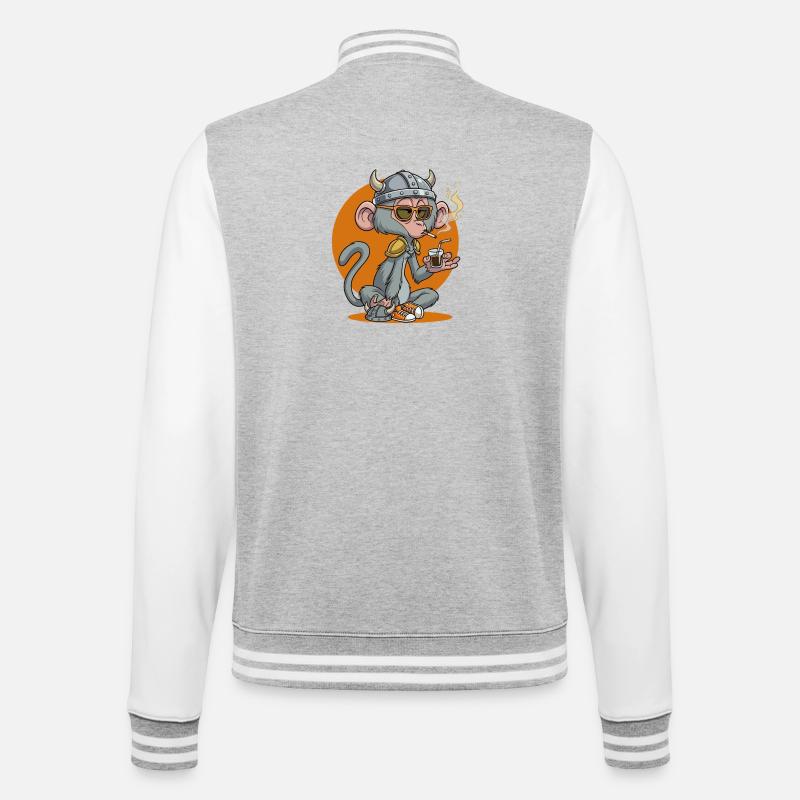 Monkey_2 - College-Sweatjacke - Grau meliert/Weiß