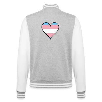 Trans Pride Herz - College-Sweatjacke - Grau meliert/Weiß - Hinten - Marisol (170cm)