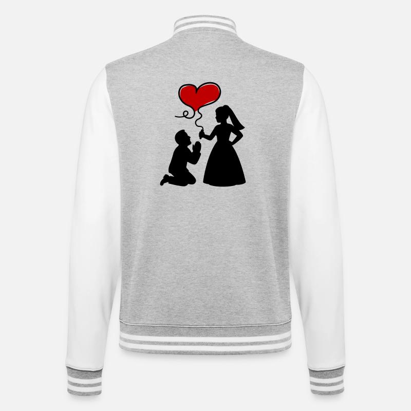 Mariage des mariés - Veste Teddy - gris chiné / blanc